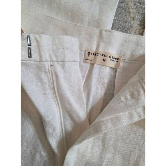 Electric Rose White Linen Trousers M NWOT - Picture 6 of 8